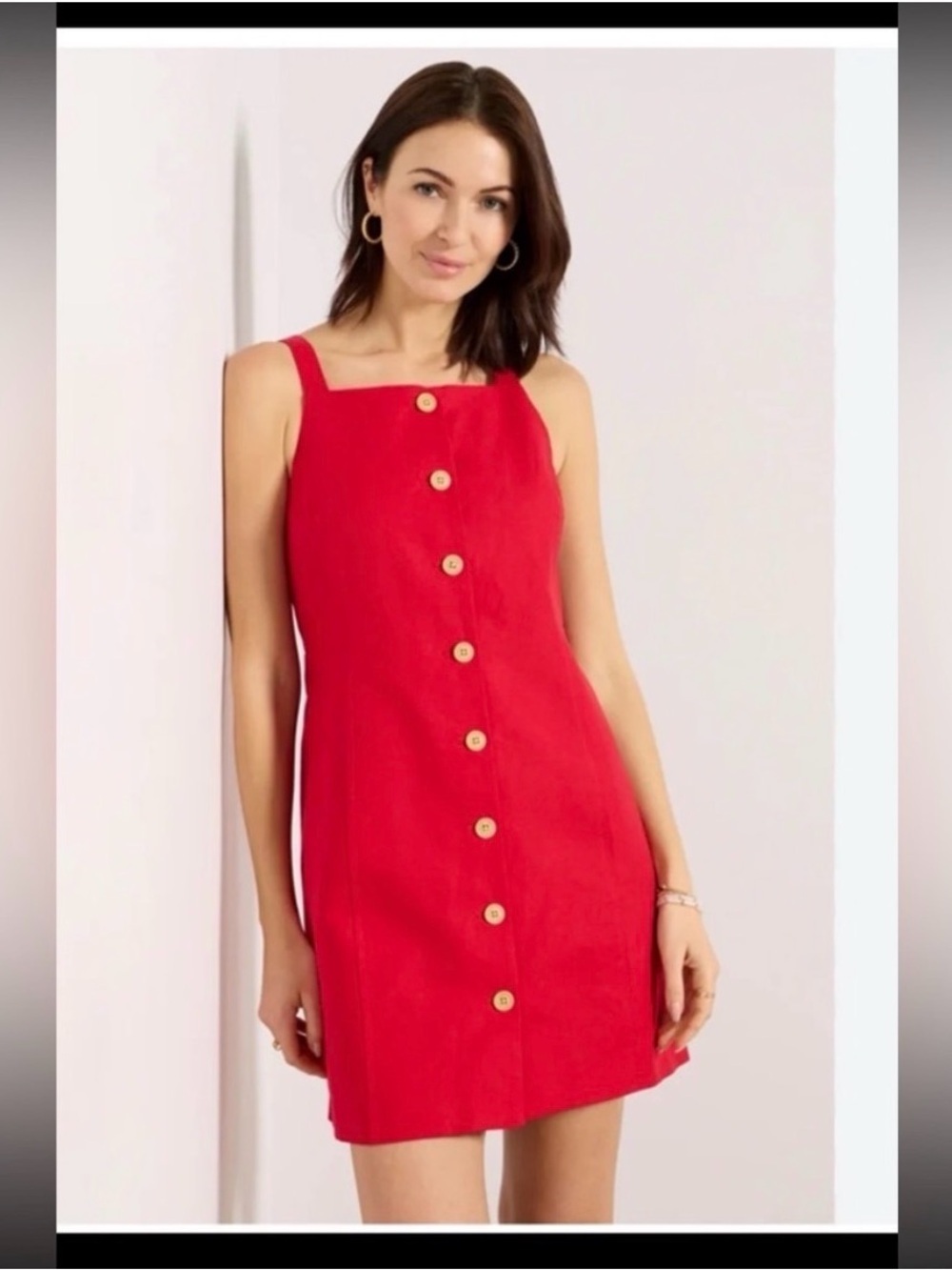 NWT Alex Mill Alexis Linen Cotton Dress in Crimson Red size Large